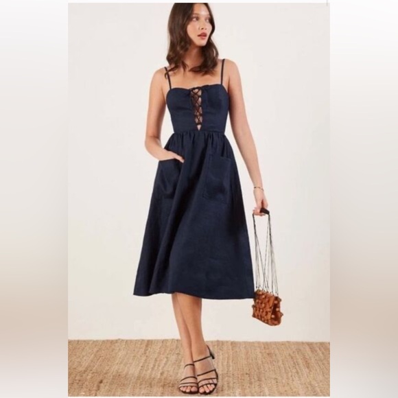 Reformation Linen Midi Dress Women’s 8 - Picture 10 of 10